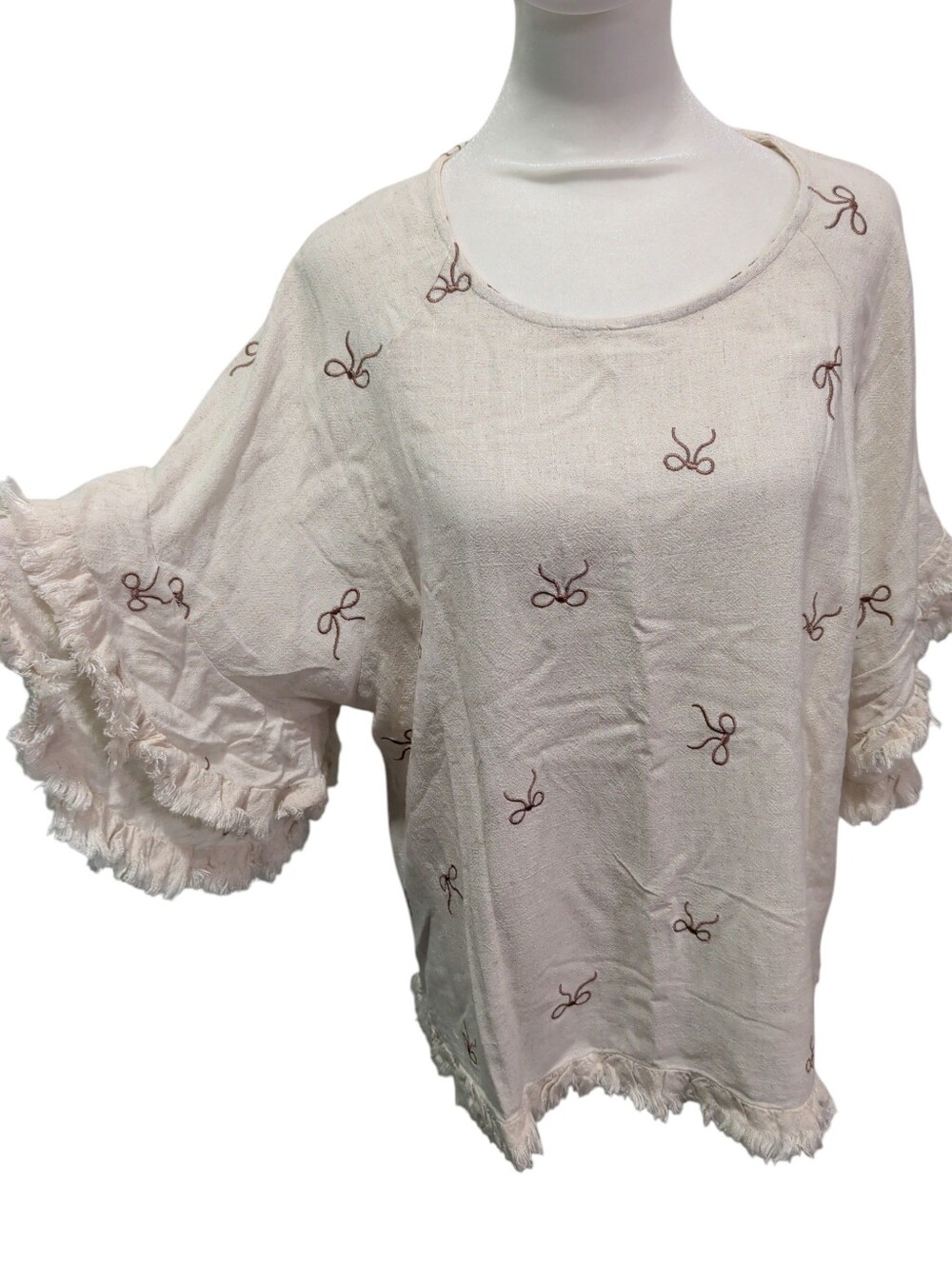 New Umgee Tassel Sleeves Bow Top - Picture 1 of 6